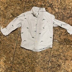 Kids Dinosaur Print Button-Up Shirt